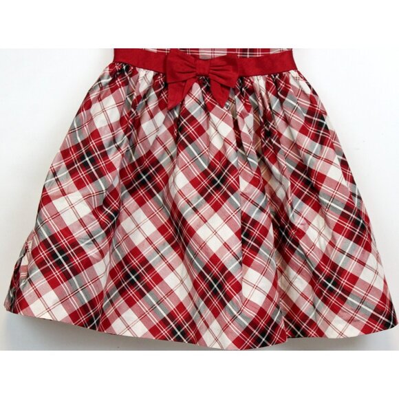2012 Gymboree Holiday Memories Red White Plaid Dress sz 5T Shiny Lined Bow Cute - Picture 3 of 9